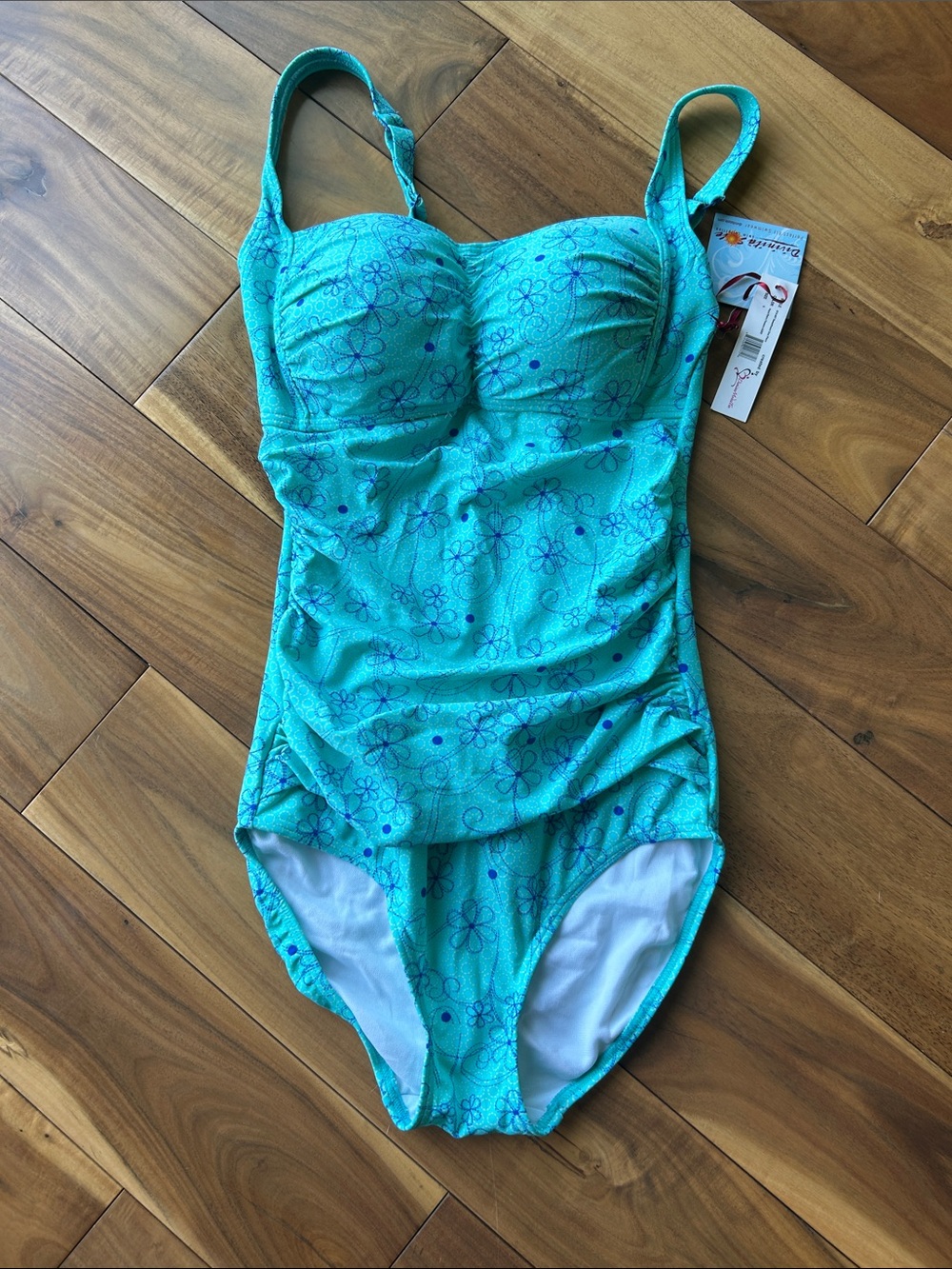 Girls' Teal Floral One-Piece Swimsuit